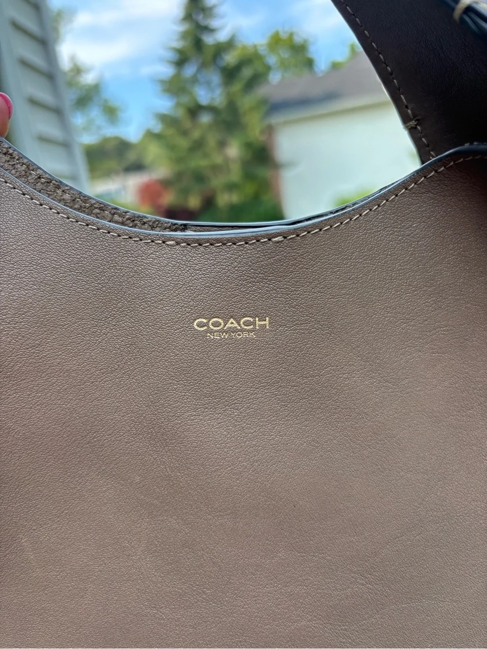Coach Brooklyn Shoulder Bag 28 Natural Grain Leather Brown Taupe